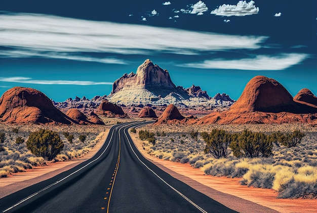 an illustration road in the desert of Arizona image generated by AI