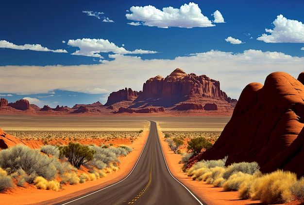 an illustration road in the desert of Arizona image generated by AI