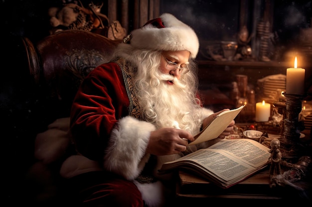 illustration santa claus reading generative ai