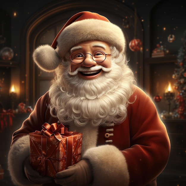 Illustration of a Santa Claus with a Christmas background AI Generated