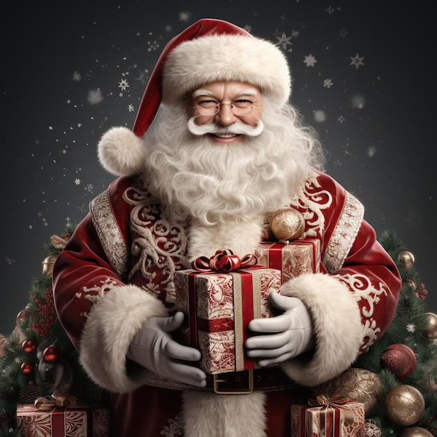 Illustration of a Santa Claus with a Christmas background AI Generated