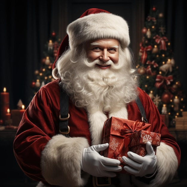 Illustration of a Santa Claus with a Christmas background AI Generated