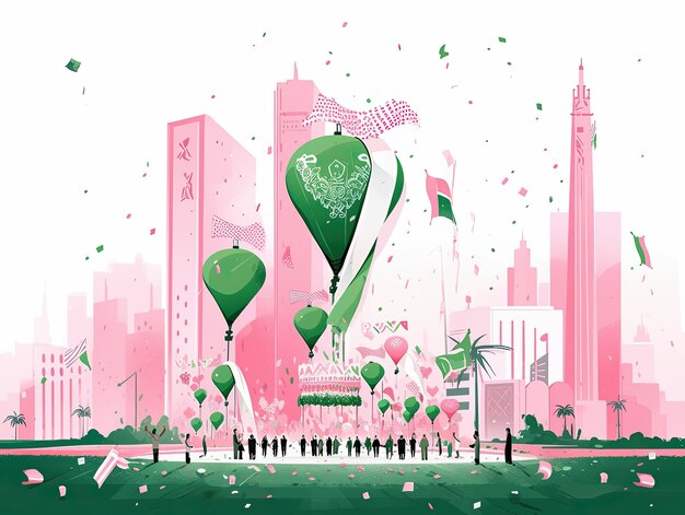 Photo illustration saudi arabia national day in pink