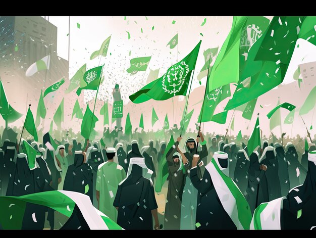 Photo illustration saudi arabia national day in red