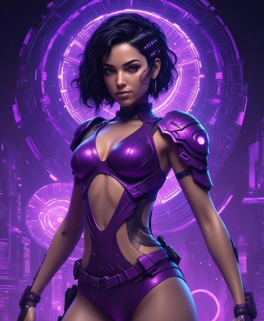 Illustration of a sexy woman in a futuristic costume