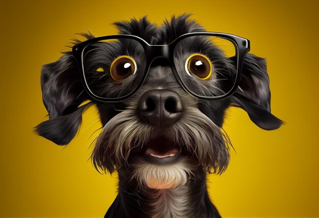 Illustration of shocked dog looking amazed has the problems with billing and debts AI