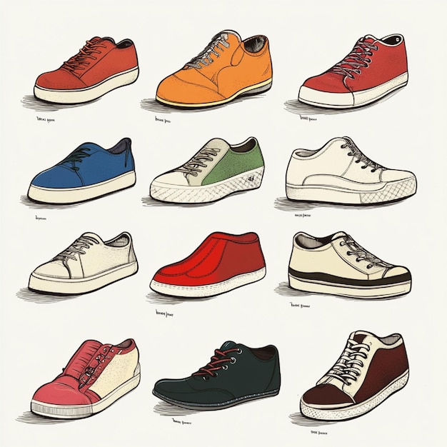 Photo an illustration of the shoe size chart for bowling shoes including different size options