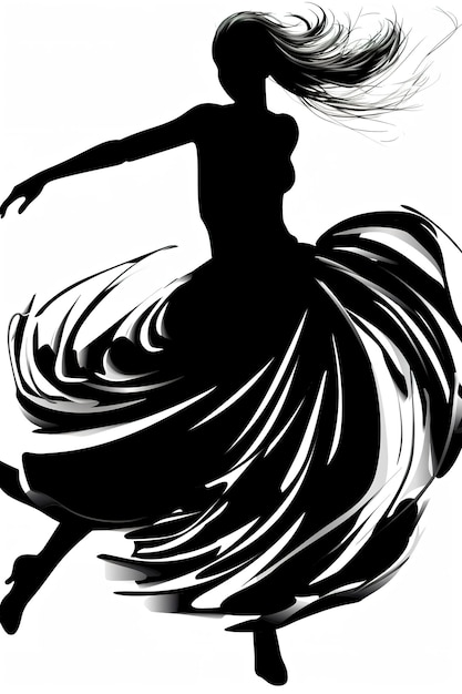 An Illustration of a silouette of a Woman Dancin