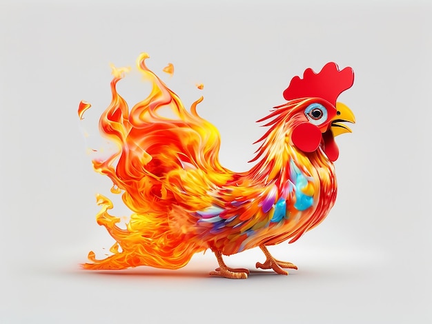 Illustration sizzling chicken with white background