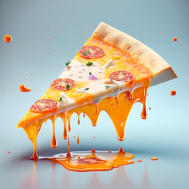 illustration of a slice of pizza with cheddar floating