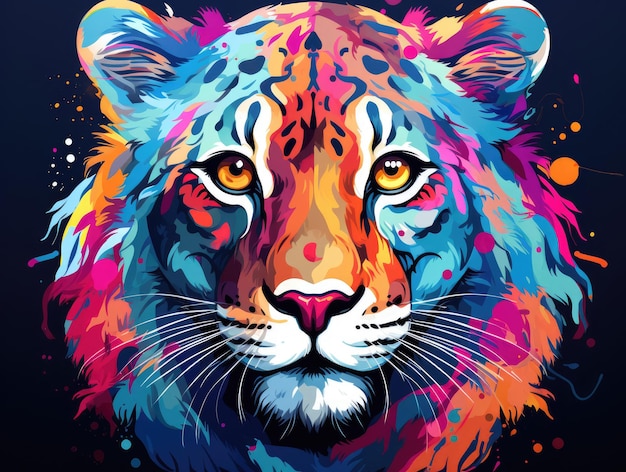 a illustration snow leopard in vibrant watercolor art AI Generative