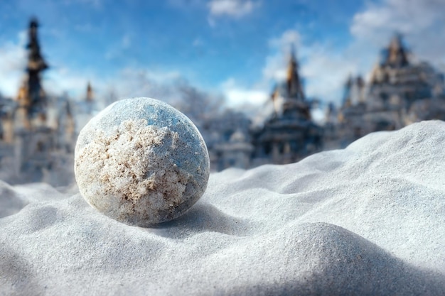 Illustration of snowball outdoors in winter holidays at christmas time