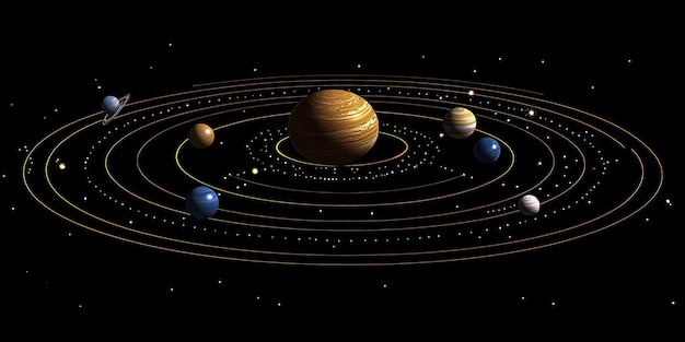 Illustration of the solar system with planets and their orbits