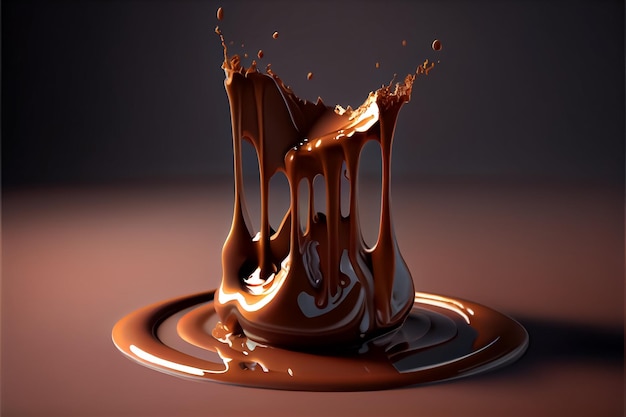 Illustration of splash of brownish hot chocolate AI