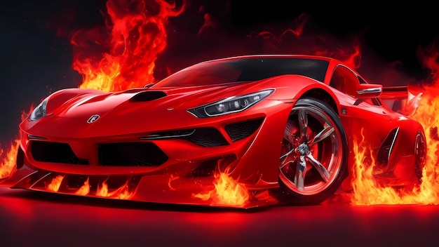 illustration of sports car with explosion effect