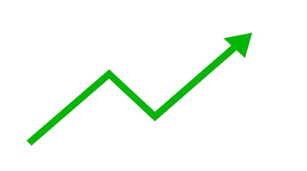 Illustration of spring green graph with black arrow on white backdrop