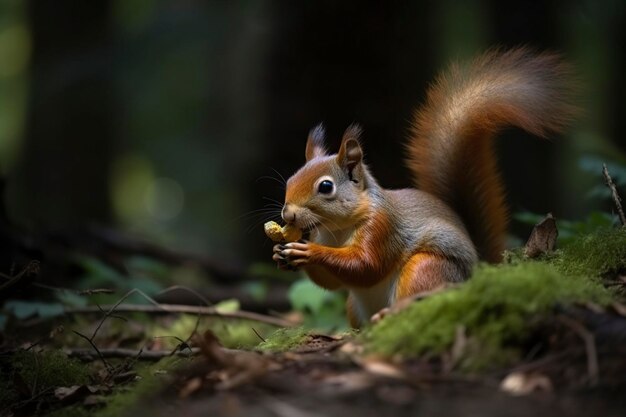 illustration a squirrel in the forest ai generative