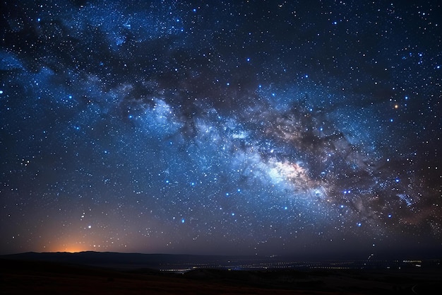 Illustration of starry night sky with the milky way galaxy long exposure photography high resoluti