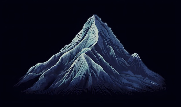 Illustration of stars and white mountains on black background