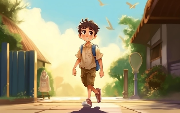 Illustration of student going back to school