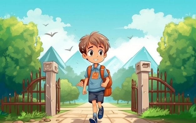 Illustration of student going back to school