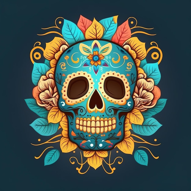 Illustration of sugar skull isolated for the day of the dead Generative ai