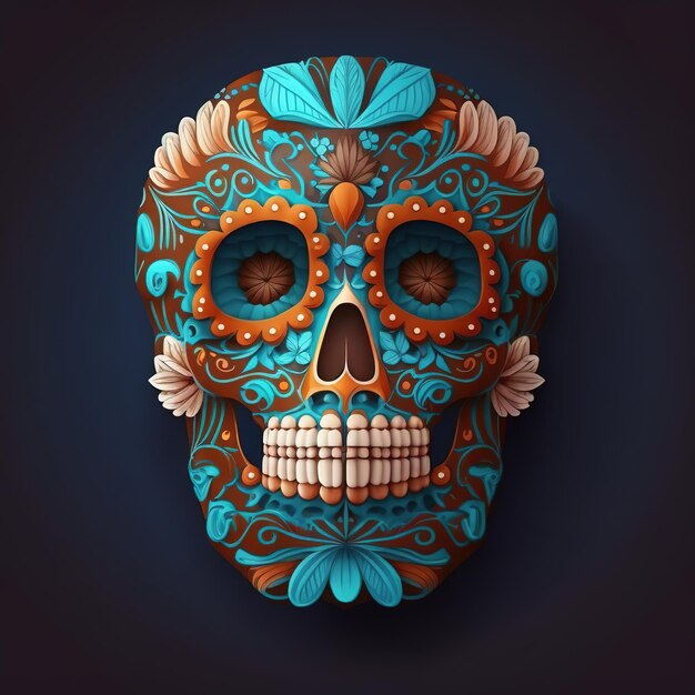 Illustration of sugar skull isolated for the day of the dead Generative ai