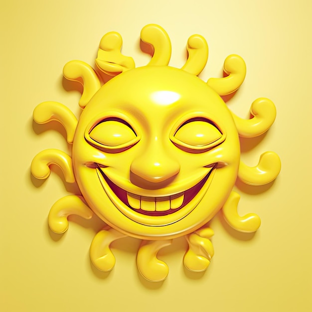 Illustration of a sun with face on a colored background Generative AI