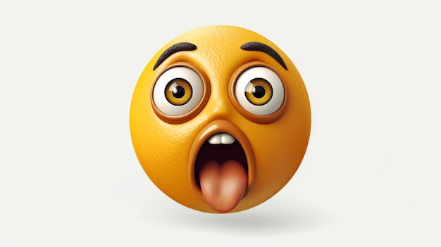 Illustration of a surprised emoji with a comical expression on its face