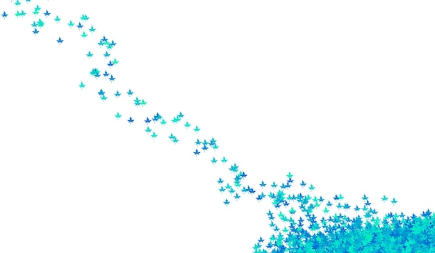 Illustration of Surreal Gradient Blue Fallen Leaves on white backdrop