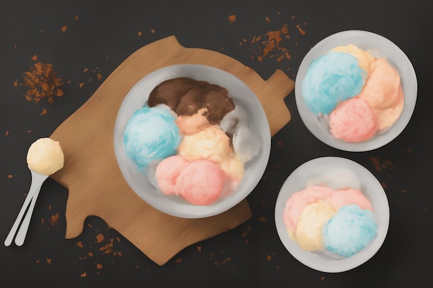 Illustration of sweet delicious dessert food generative art by AI