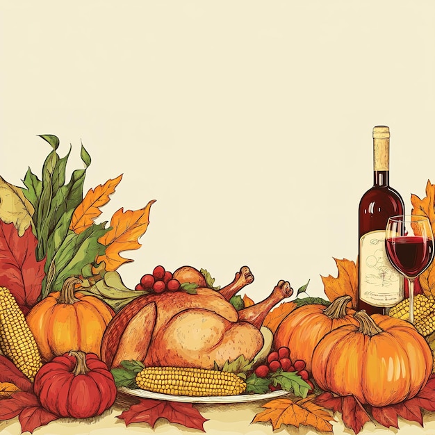 Photo illustration of thanksgiving dinner background