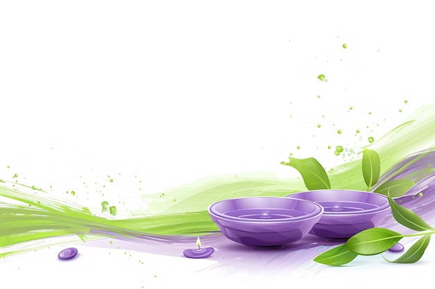 Illustration on the theme of spa in purple and green colors with free space