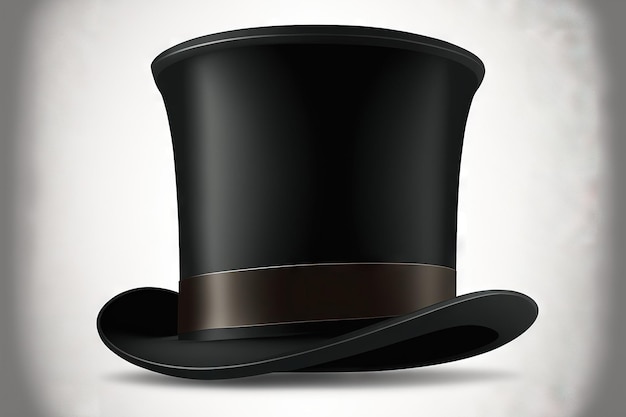 Illustration of a top hat in black on a white backdrop