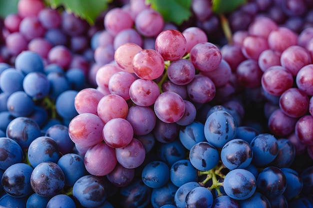 Illustration of top view of grapes in the market pile full frame of dark red grapes in the backgrou