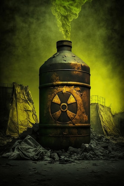 Illustration of toxic factory waste barrel