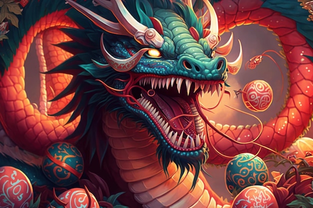 Illustration of traditional chinese dragon ai generated