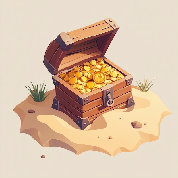 Photo illustration of a treasure chest filled with gold coins