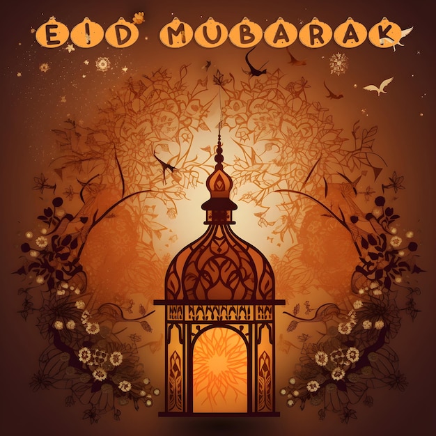 An illustration of a tree with a dome and the words e mu mubarak on it