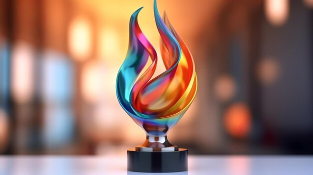 Illustration of a trophy with a flame emanating from it