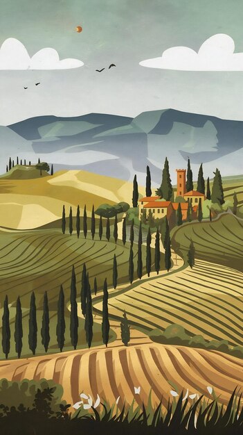 Photo illustration of tuscany landscape