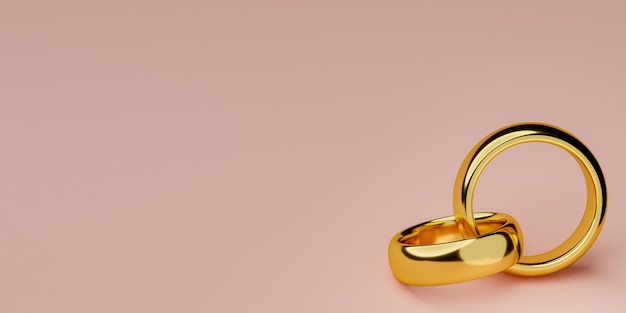 Illustration of two wedding gold rings with blank background Unity concepts