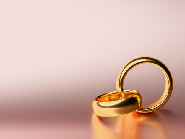 Illustration of two wedding gold rings with blank background Unity concepts