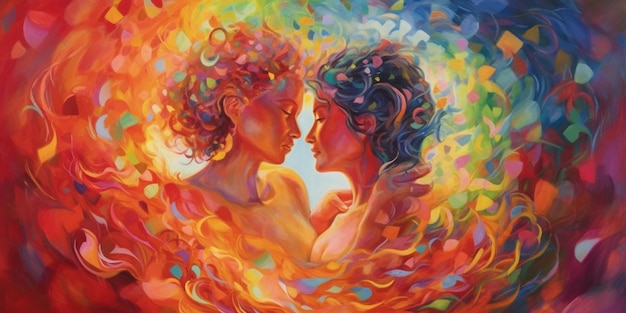 Illustration of two women kissing LGBT pride concept