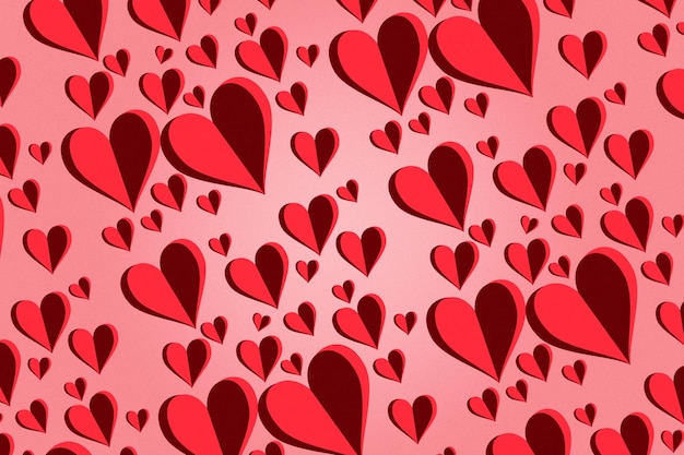 Illustration of valentine's day with 3D pattern hearts and copy space.