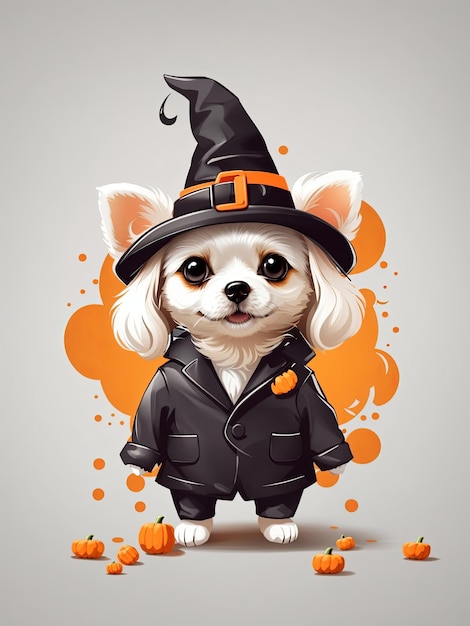 illustration vector Halloween cute Minimalist artwhite backgroundcute tiny animal