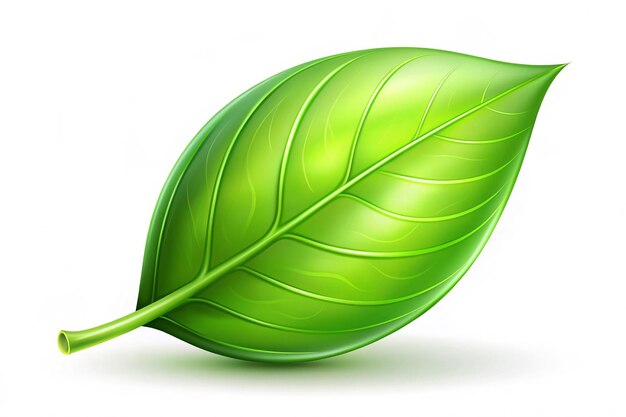 illustration vector realistic green line leaf icon