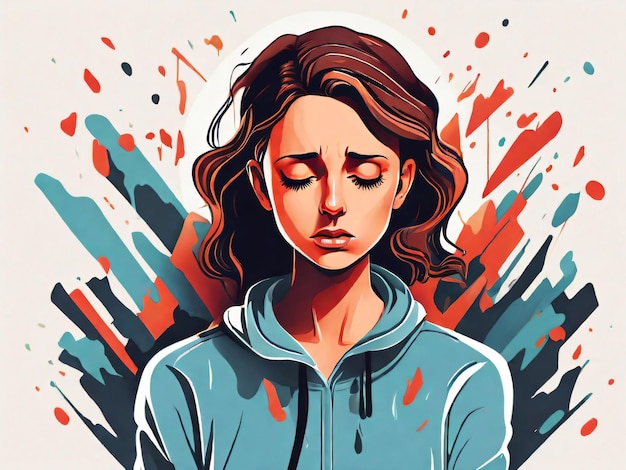 Illustration Vector Style Male Suffering From Anxiety_3