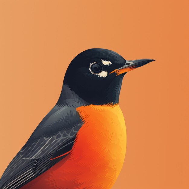 Photo illustration of a vibrant orangebreasted robin on a soft orange background