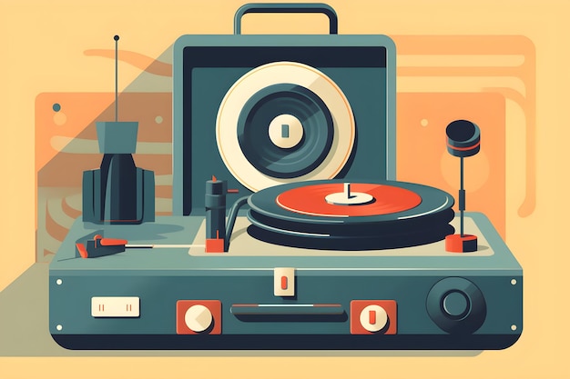 a illustration of a vinyl record player